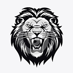 Vector roaring lion head mascot, face for logo, emblem, labels template t-shirt design element