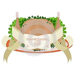 Vector roast turkey for Thanksgiving Day