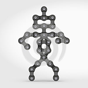 Vector Robot Icon Made of Bike or Bicycle Chain. Automatic Assembly Line Concept