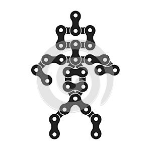 Vector Robot Icon Made of Bike or Bicycle Chain. Automatic Assembly Line Concept