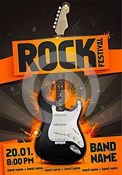 Vector rock festival flyer design template for party