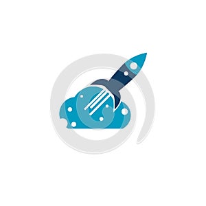 Vector rocket Logo Cloud Blue IT