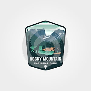 Vector of rocky mountain logo patch symbol illustration design, us national park emblem photo