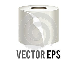 Vector roll of white toilet, washroom or kichen tissue paper icon with sheet unfurling