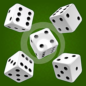 Vector rolling white dice set
