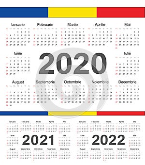 Vector Romanian circle calendars 2020, 2021, 2022