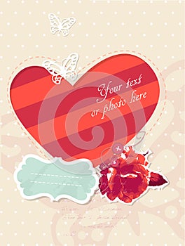 Vector romantic card with frame and photo
