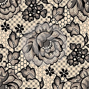 Vector Romantic Floral Lace Seamless Pattern