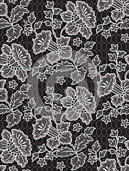 Vector Romantic Floral Lace Seamless Pattern