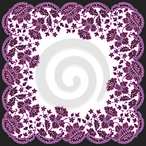 Vector Romantic Floral Lace Square Frame