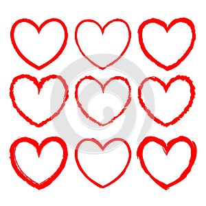 Vector romantic frames with inky texture for valentine day design