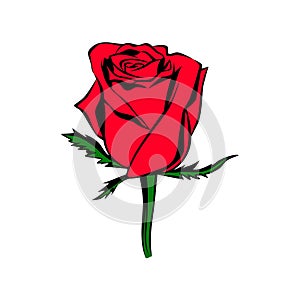 Vector rose bud colored silhouette. Logo, tattoo or emblem
