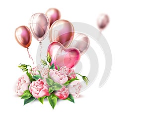 Vector rose flower bouquet valentine day realistic