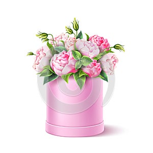 Vector rose flower box valentines day realistic