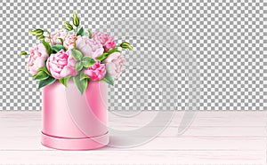 Vector rose flower box valentines day realistic