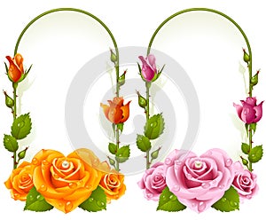 Vector rose frames on white background