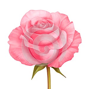 Vector rose pink flower illustration isolated on white