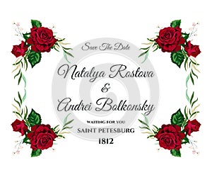 Vector Roses Wedding Invitation Card for Design 01