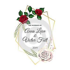 Vector Roses Wedding Invitation Card for Design 01