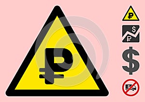 Vector Rouble Warning Triangle Sign Icon