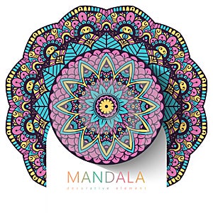 Vector round abstract circle. Mandala style. Decorative element, colored circular design element.