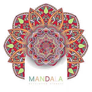 Vector round abstract circle. Mandala style. Decorative element, colored circular design element.