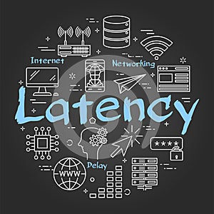 Vector round black internet concept of latency