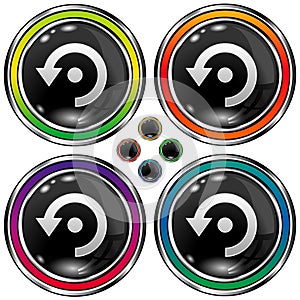 Vector round button with computer refresh icon