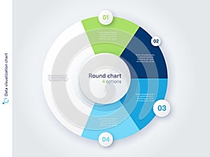 Vector round circle infographic chart template divided by four parts