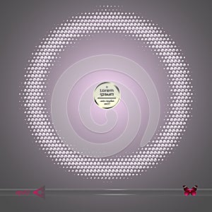 Vector round frame. Abstract half tone graphic element pattern background.