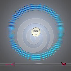 Vector round frame. Abstract half tone graphic element pattern background.