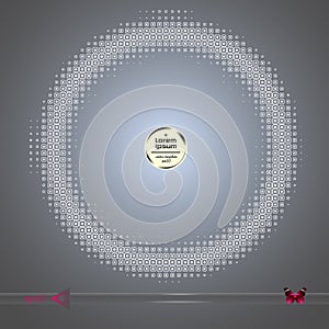 Vector round frame. Abstract half tone graphic element pattern background.