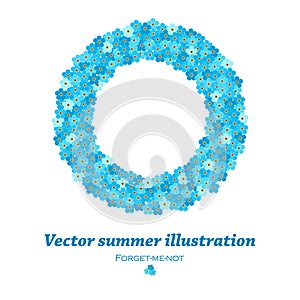 Vector round frame with forget-me-not flowers