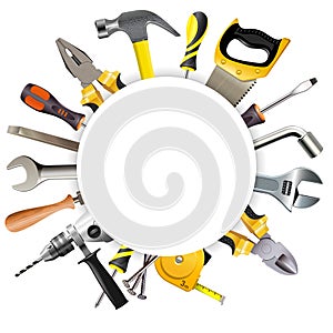 Vector Round Frame with Tools