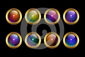 Vector round framed buttons collection