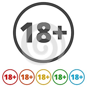 Vector Round Icon of 18 sign on white
