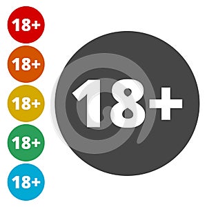 Vector Round Icon of 18 sign on white