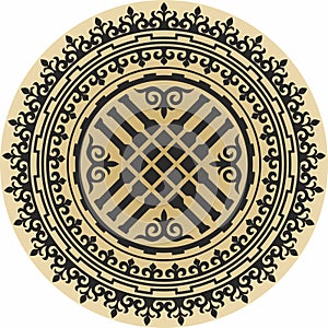 Vector round Kazakh national ornament, shanyrak.