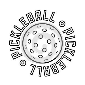 Vector Round Logo Design for Pickleball, Outline Style