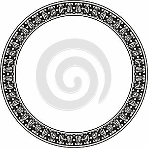 Vector round monochrome black Indian national ornament.