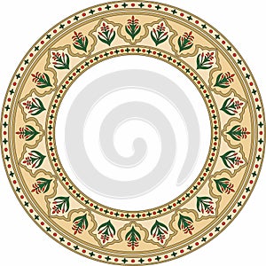 Vector round national colored ornament of ancient Persia.
