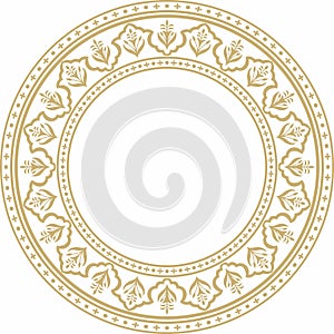 Vector round national golden ornament of ancient Persia.