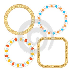 Vector round and quadrate frames with decorative eggs for easter holiday