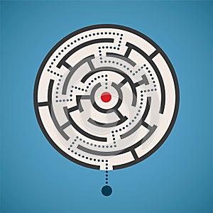 Vector round shape maze concept with path