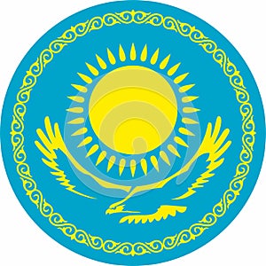 Vector round state flag of the Republic of Kazakhstan. Asian country symbol.