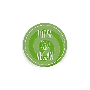 Vector round vegan logo with leaf. Vector elements for labels, logos, badges, stickers or icons