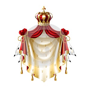 Vector royal baldachin with crown, fringe fur photo