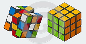 Vector Rubik`s cubes 3x3 toy puzzle