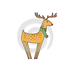 Vector Rudolph the Red Nose Deer Wearing Scarf