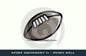 Vector rugby ball icon. Game equipment. Professional sport, classic american football ball for official competitions and